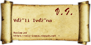Váli Ivána névjegykártya
